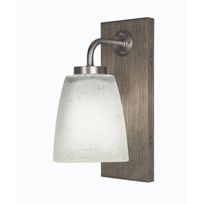 Oxbridge Wall Sconce Shown In Graphite & Painted Distressed Wood-look Metal Finish With 4.5" Square White Muslin Glass