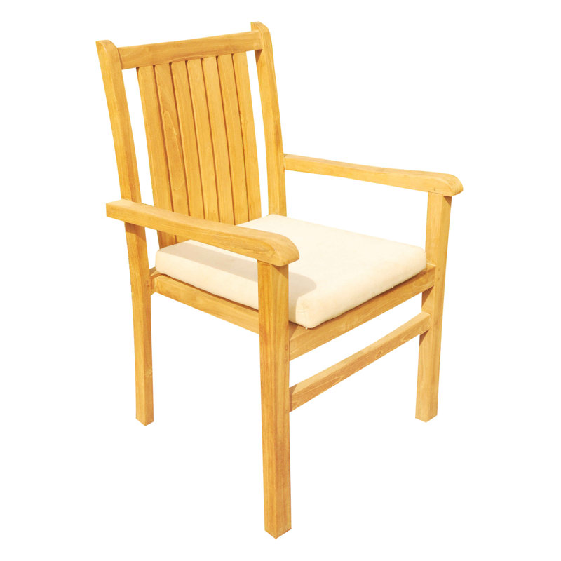 6 Seats 7 Pcs Grade-A Teak Wood Dining Set: 60" Round Table And 6 Cahyo Stacking Arm Chairs #11CH1206, 4