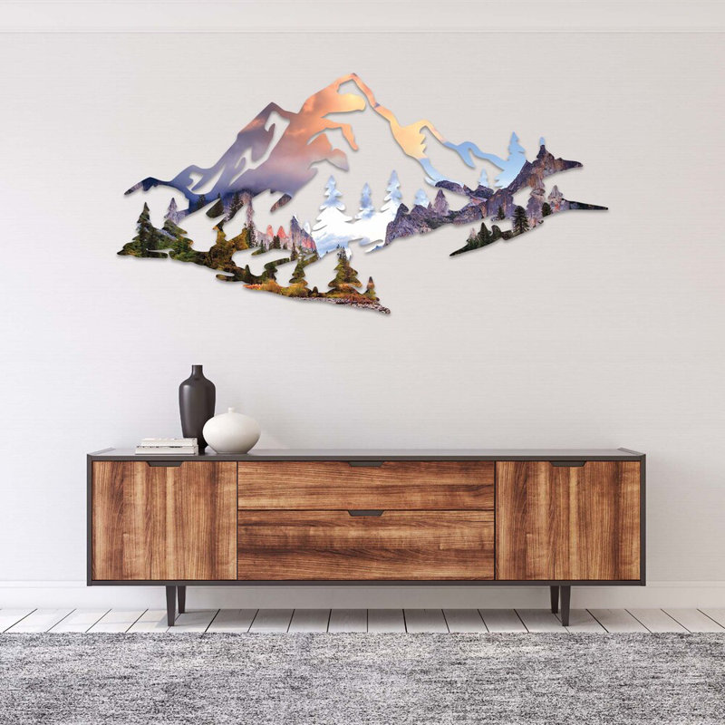 Art mural en métal vue de la chaîne de montagnes Yosemite Basin, H 14 po x l 30 po
