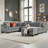 111.8" U-Shaped Chenille Sectional Sofa - 6-Seater with Movable Storage Ottoman, 330 lb/Seat Capacity-1567298587