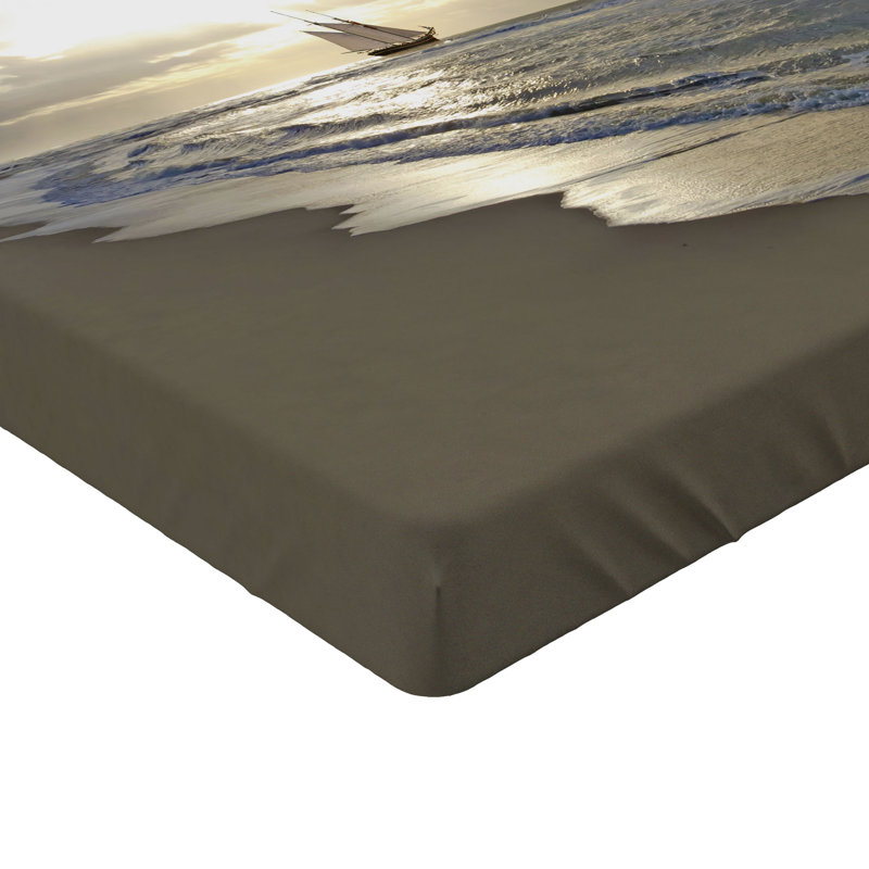 Ambesonne Beach Fitted Sheet 2-Pack Sailing Shipt Sunset Blue Beige White