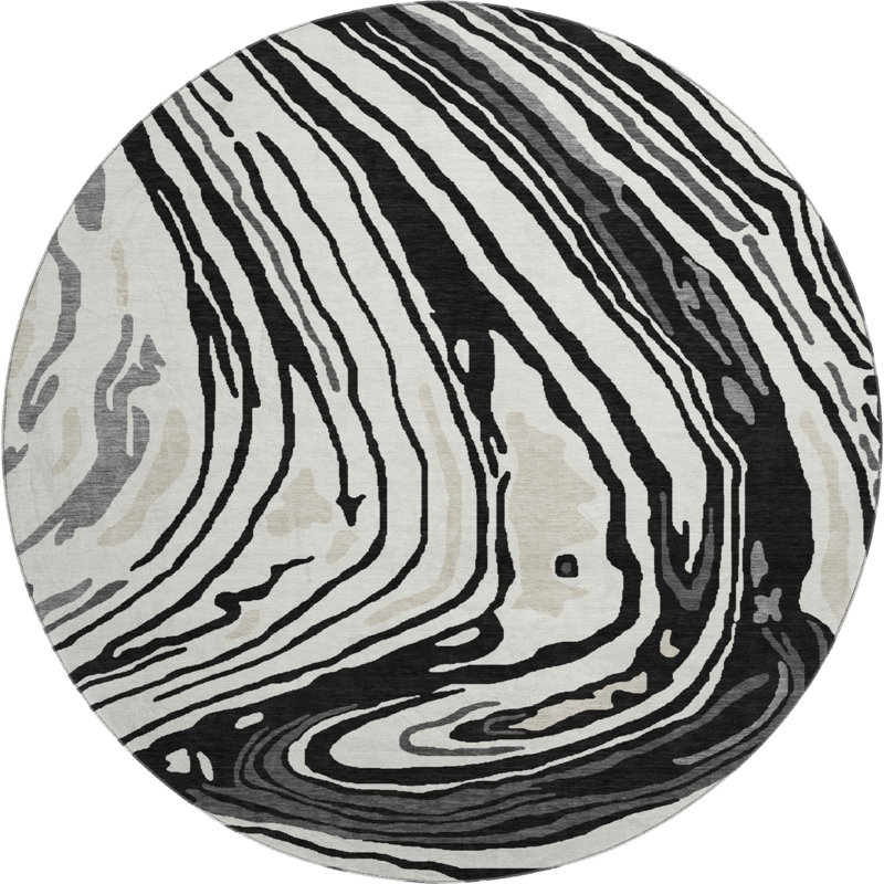 Premium Machine Washable Cossette AMF1051 Swirls Rug, Round 8'