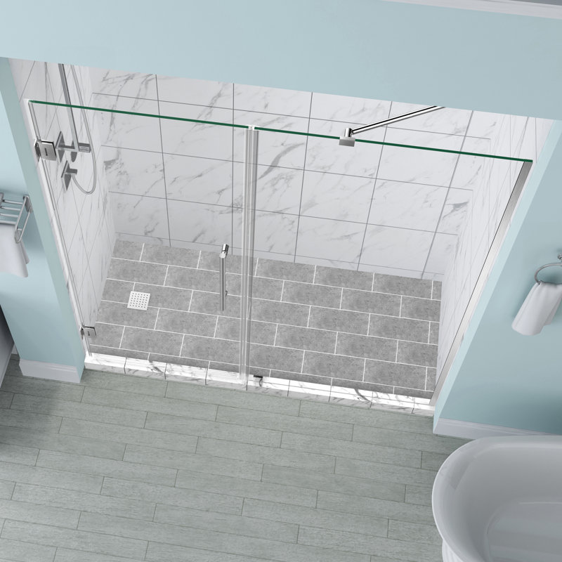 Belmore GS Hinged Frameless Shower Door, Chrome, Clear