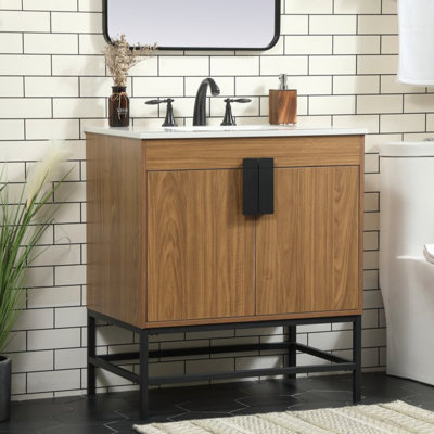 Corley 30'' Single Bathroom Vanity with Engineered Marble Top
