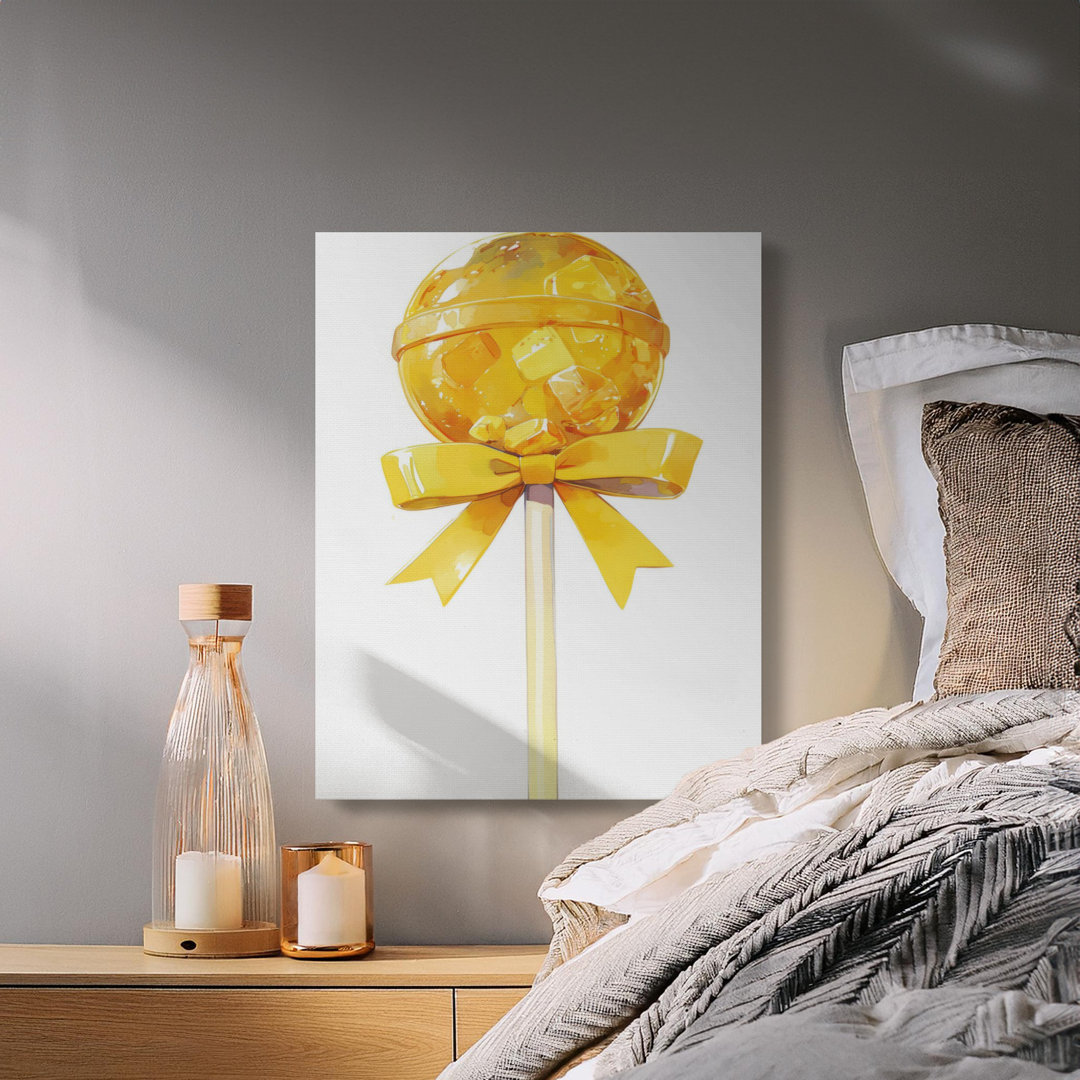 Vibrant Yellow Lollipop Candy Canvas