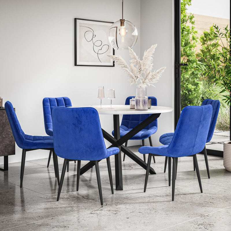 Darcus 6 - Person Dining Set, Black/Blue