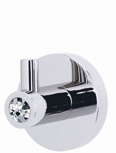 Swarovski Crystal Single Robe Hook, Polished Chrome