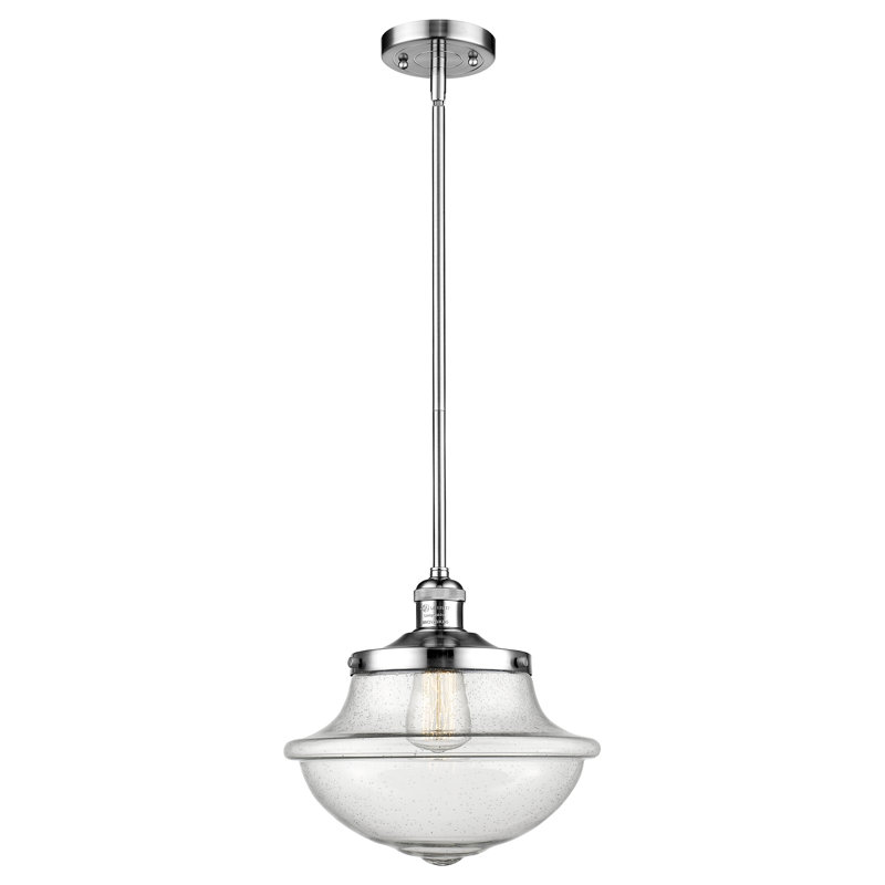 Luminaire suspendu simple à 1 lumière Baptiste, Grainé, Chrome poli
