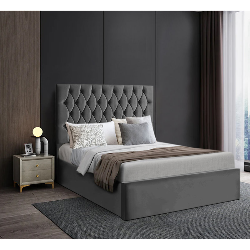 Sebewaing Upholstered Bed, Single (3'), Asphalt