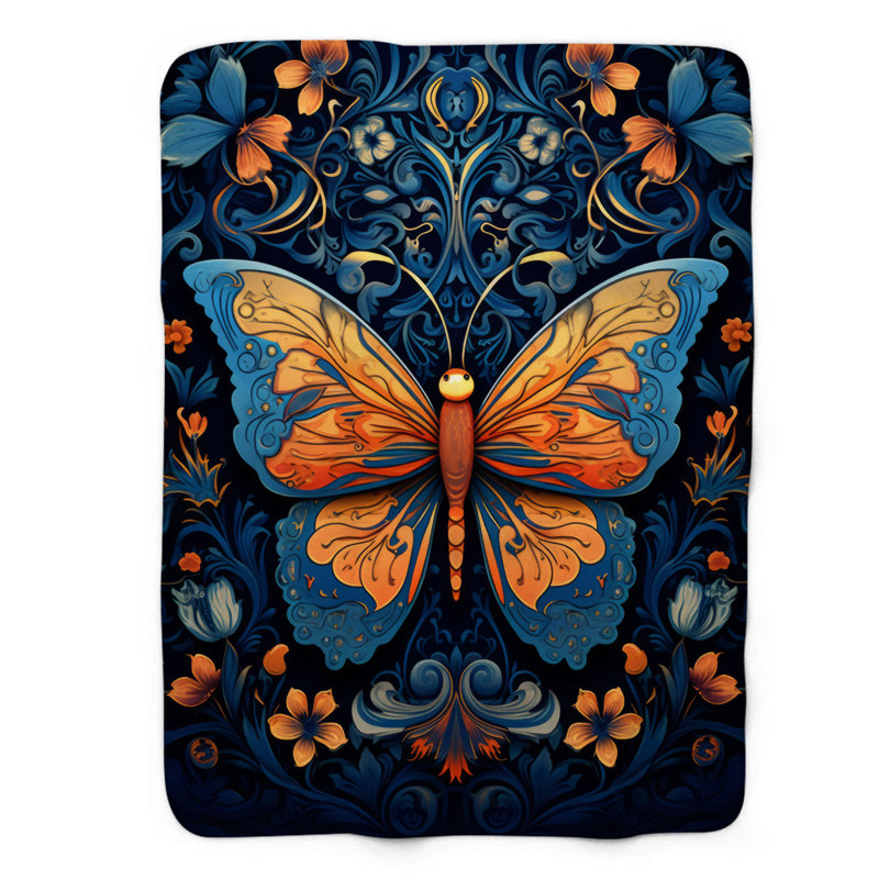 Magnifique papillon - couverture sherpa de qualité supérieure 1 pièce, Grand lit