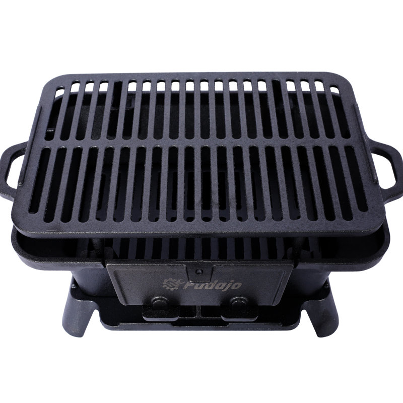 Barbecue portatif en fonte - polyvalent pour différents aliments, camping idéal et pique-nique, rétention de la chaleur, expériences culinaires en plein air