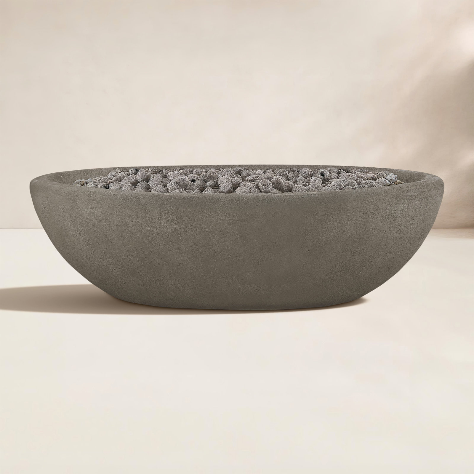 Riverside Oval Fire Pit, 17.25" H x 58" W x 32.25" D, Glacier Gray