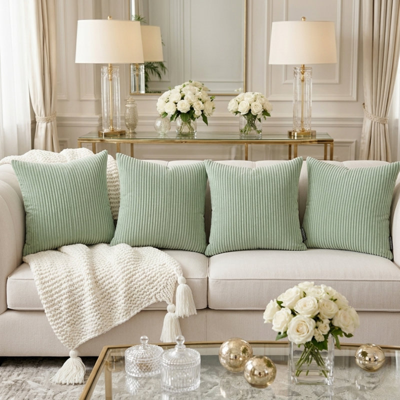 Nayely Square Throw Pillow Cover, Green