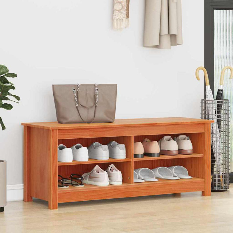 8 Pair Solid Wood Shoe Storage Bench