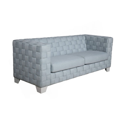 Light Teal Chenille & White Finish Sofa