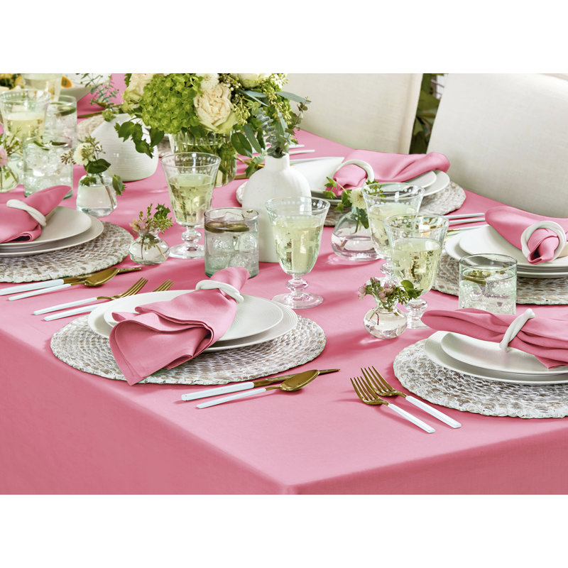 Fete - 100% Pure Linen Table Throw, Pink Carnation, Solid Color