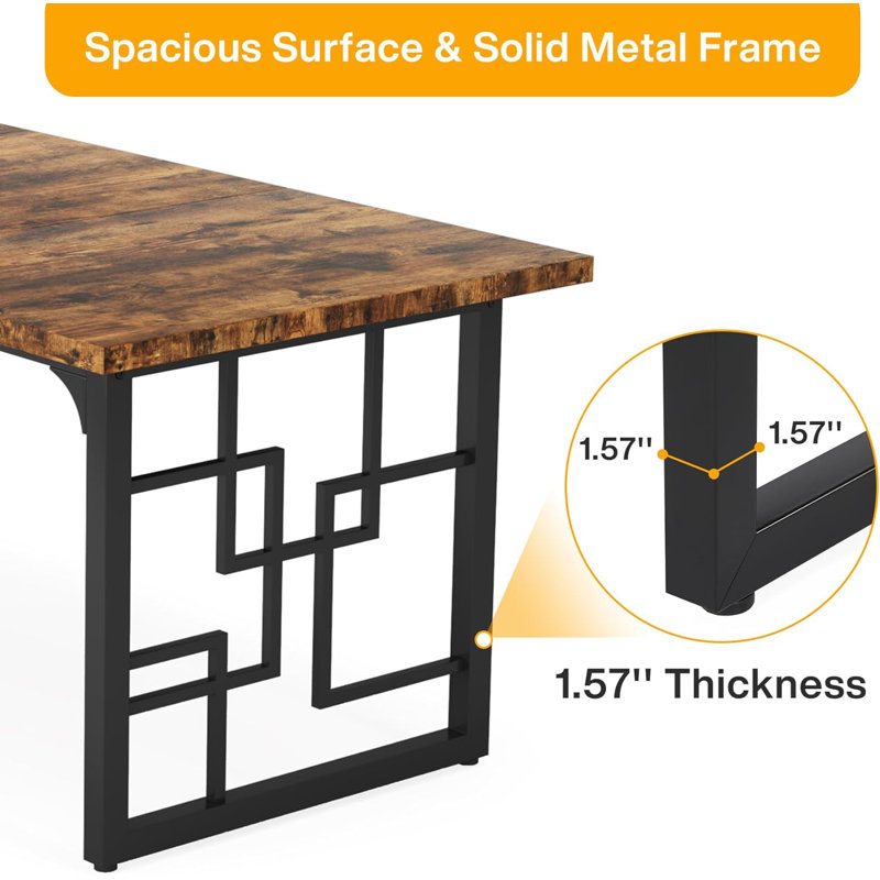 63'' L Breakroom Table, Rustic Brown, Black