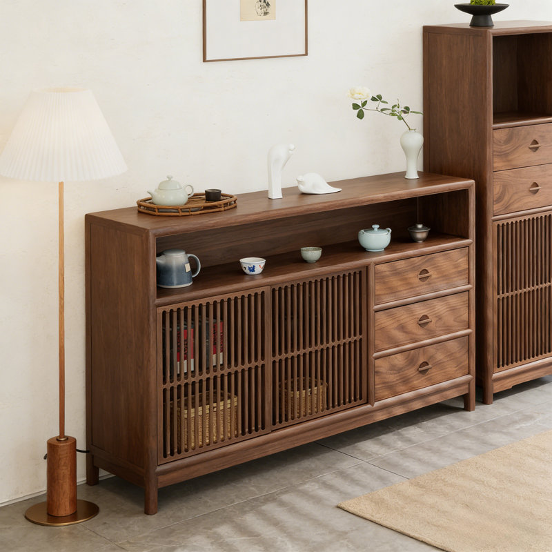Table de buffet multifonctionnelle à grille, H 35,43 po x l 62,99 po x P 14,96 po