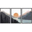 «Sun Mountain Landscape Range Abstract Lake Nature», ensemble de 3 reproductions d'art sur toile encadrées-75851884-75851885-119395200