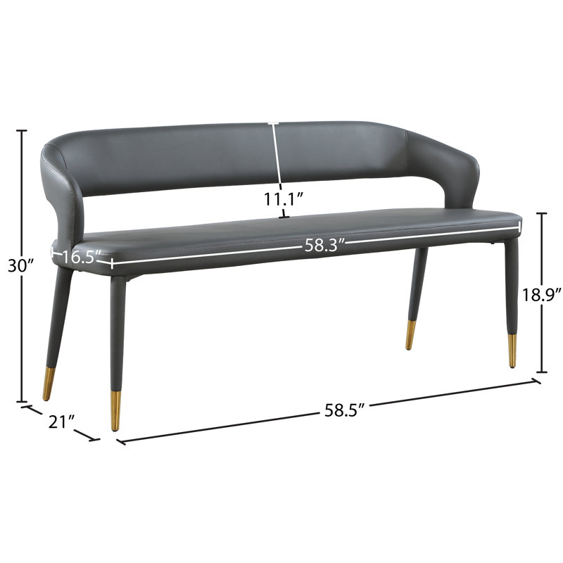 Banc en similicuir Whitnay, Cuir végétalien gris