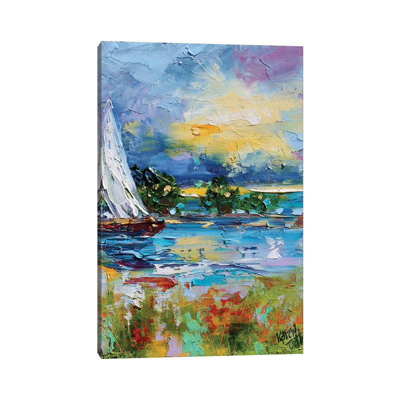 Sailing Into Sunset by Karen Tarlton - Wrapped Canvas Painting, 20.32 cm H x 30.48 cm W