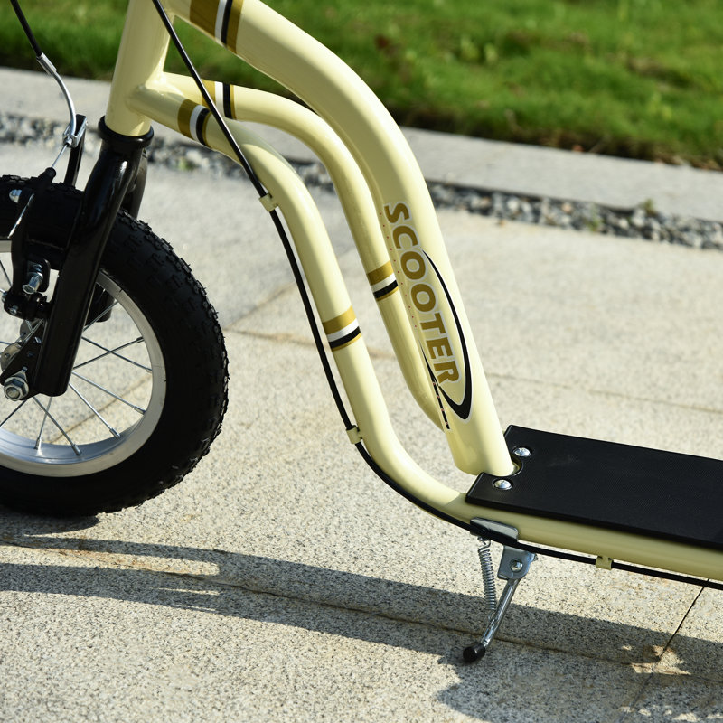 Beige Youth Scooter with Rubber Wheels and Hand Brake