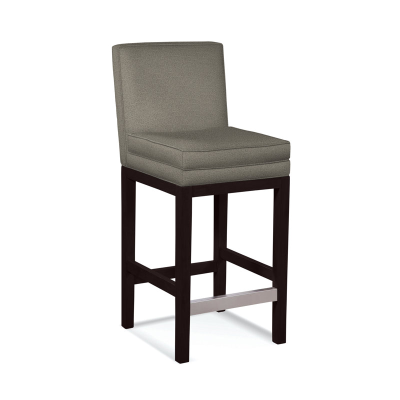 Upholstered Stool, Java Finish, Beige Performance Fabric; 0851-73