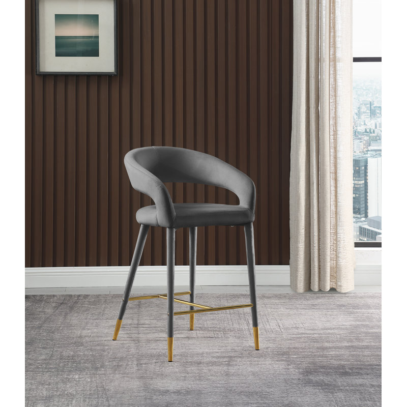 Tabouret de comptoir 26,5 po Destiny, Velours, Gris