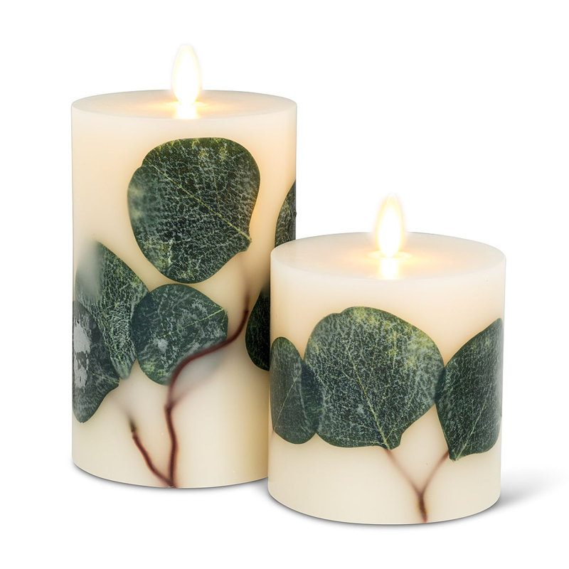 Bougie eucalyptus sans flamme à DEL sans parfum, H 4,5 po x l 3 po x P 3 po
