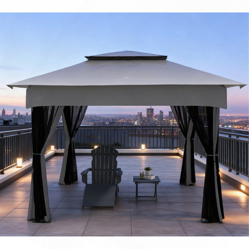 Pavillon de jardin pliable facile à installer, abri de jardin escamotable avec filet à fermeture éclair, sac de transport