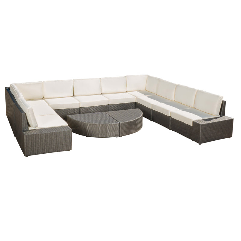 10 - Person Modular Patio Conversation Set with Cushions, White