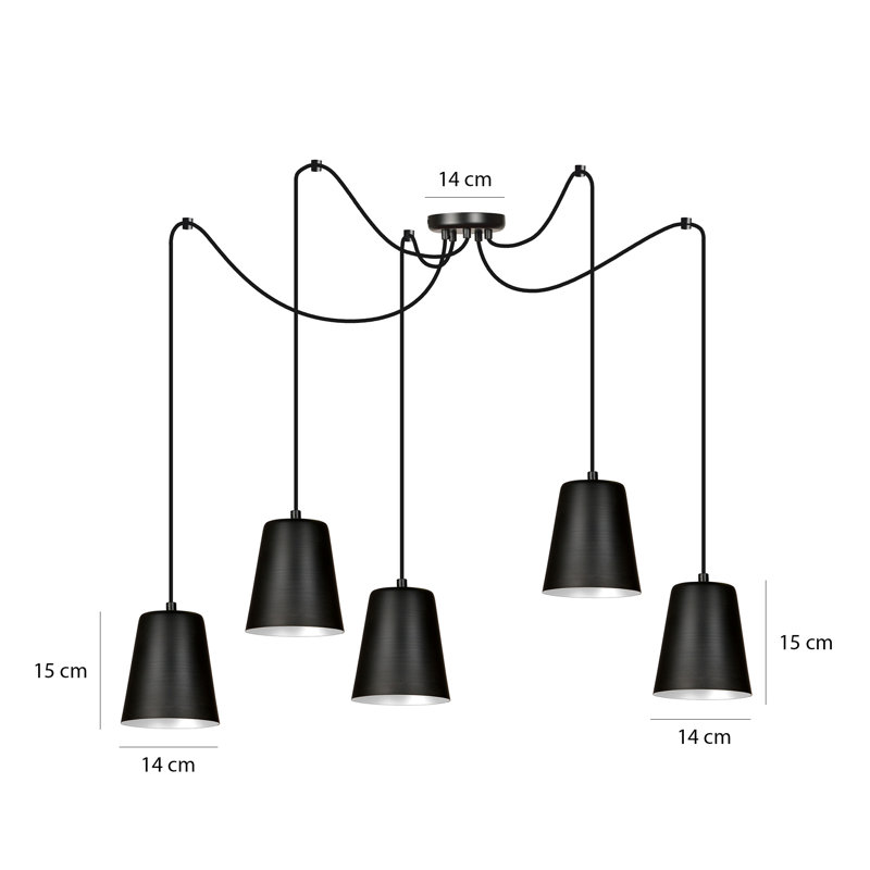 Pasley 5 - Light Cluster Pendant, Black/White
