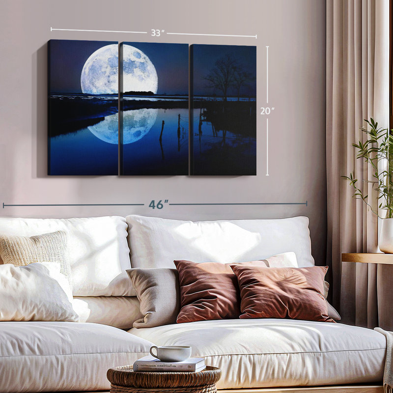 " Moon Reflection " 3 - Pieces, 20" H x 33" W x 1.25" D
