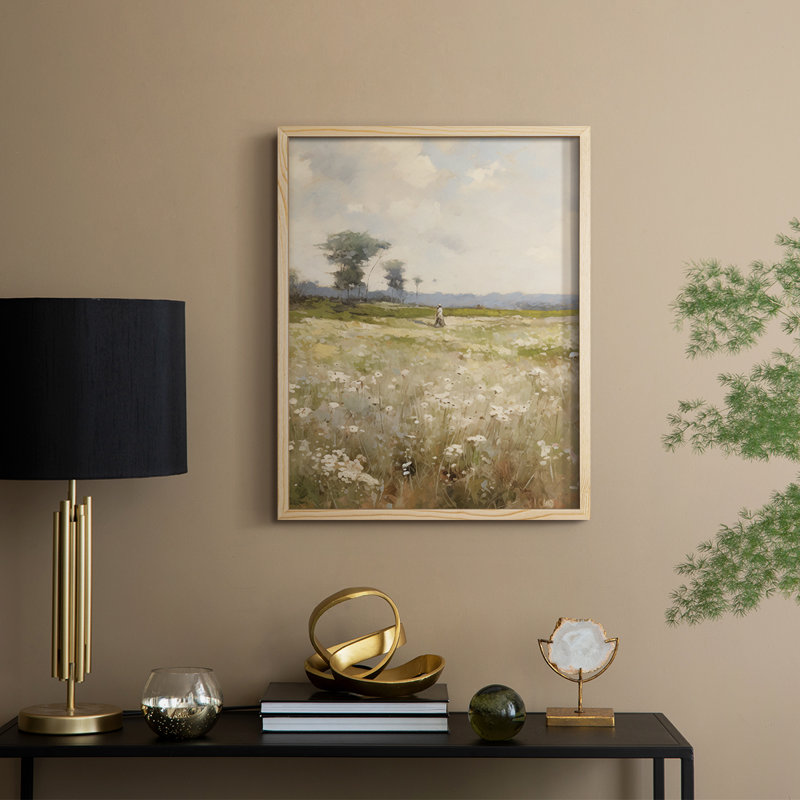 «Vintage Landscape», reproduction encadrée en bois massif, Naturel, H 30 po x l 24 po