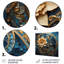 «Blooming Gold Flower Abstract Ornamental on Blue», impression d'art floral moderne-1527076586-1527076592