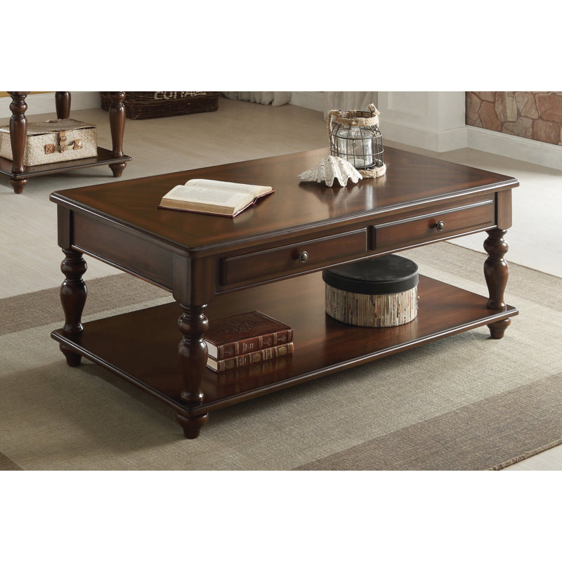 Table basse en noyer avec plateau relevable