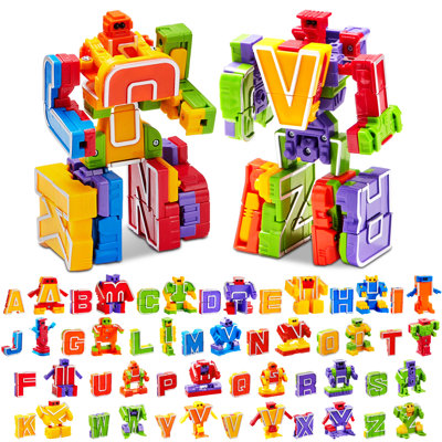 26-in-3 Alphabet Bots Toy 26 Pcs Transforming Robot for Kids Educational Building STEM Toys for Toddlers & Preschool Boys 3 4 5 6 Years Old Gifts for Birthday Christmas, Learning Resources