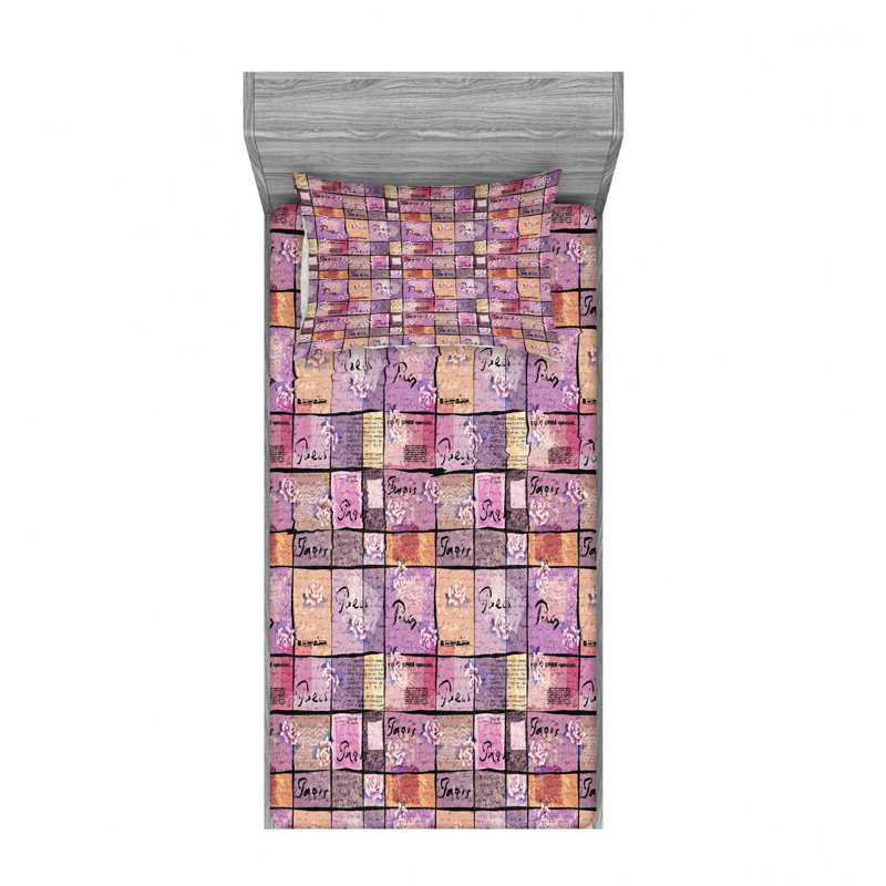 Microfiber Patchwork Sheet Set, Twin XL Sheet Set with Fitted Sheet