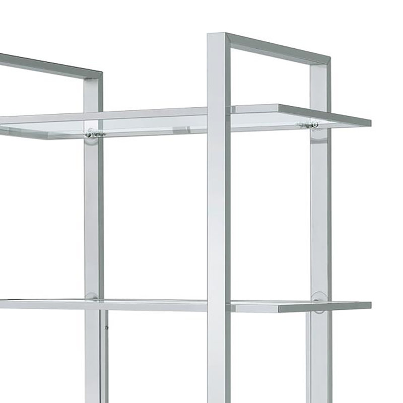 Étagère à 5 tablettes en chrome transparent et transparent