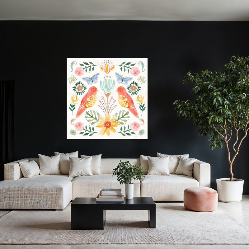 Fleurs sauvages sauvages, art abstrait avec papillon, H 48 po x l 48 po