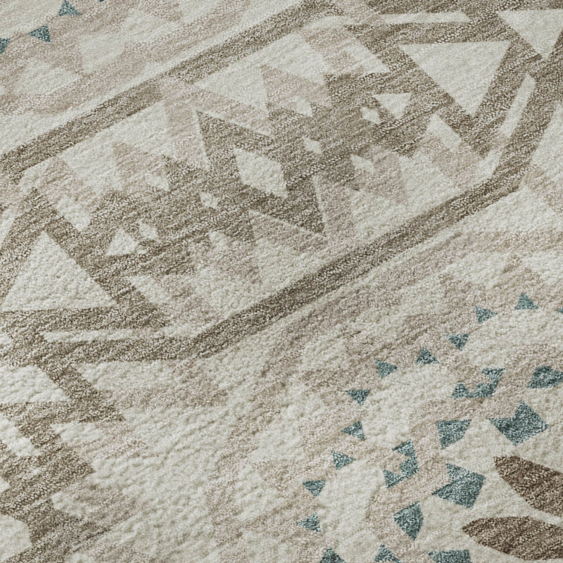 Premium Machine Washable Cerrito Beige Rug, Rectangle 3' x 5'