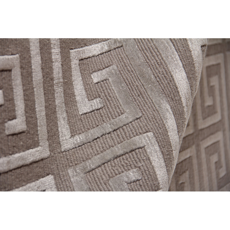 Metro-Velvet Geometric Area Rug in Taupe, Rectangle 8' x 10'