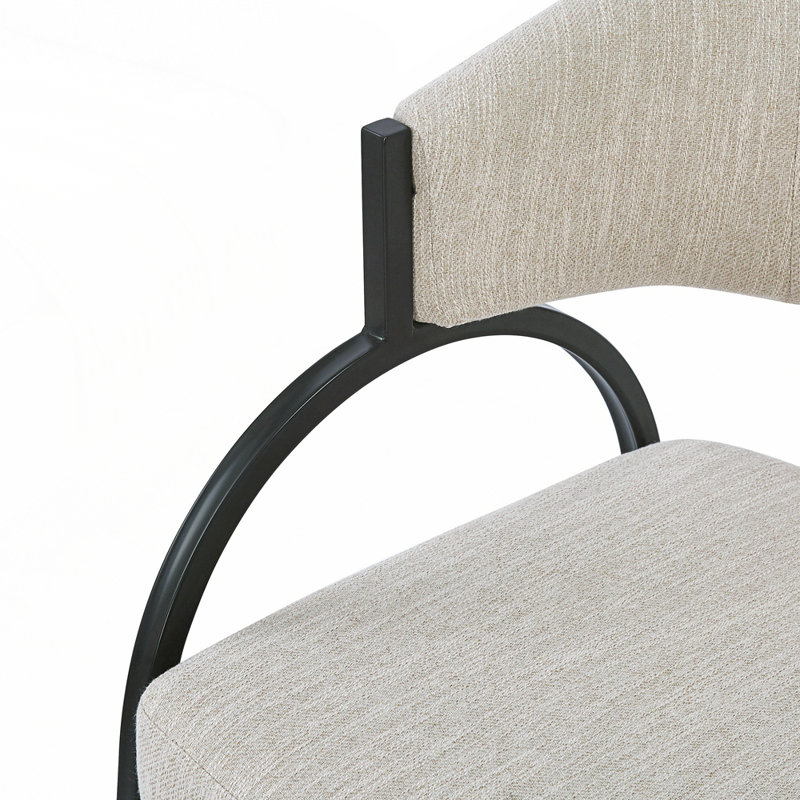 Ensemble de 2 chaises rembourrées élégantes avec pieds en métal pour les salles à manger modernes, Beige