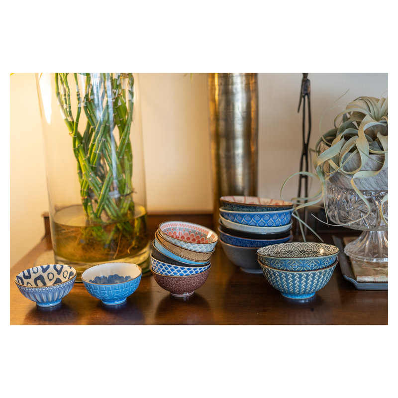 Colorful Ceramic Dessert Bowls Set of 8 with Assorted Patterns
