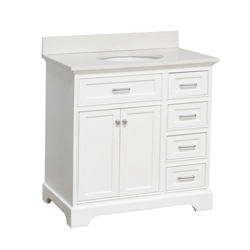 Ensemble de meuble-lavabo simple 36 po Ronnie, Blanc, Quartz
