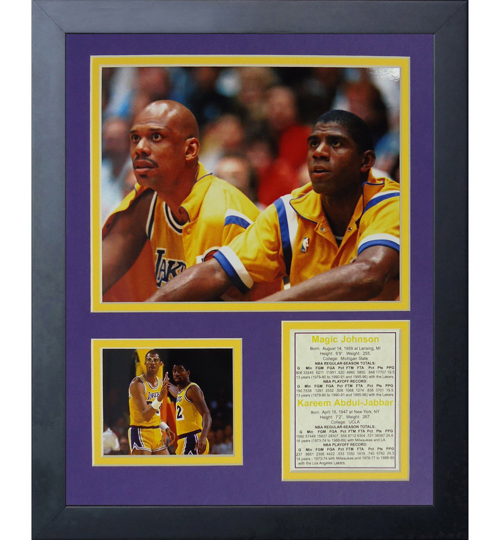 Kareem Abdul-Jabbar and Magic Johnson Framed Memorabilia Legends Never Die