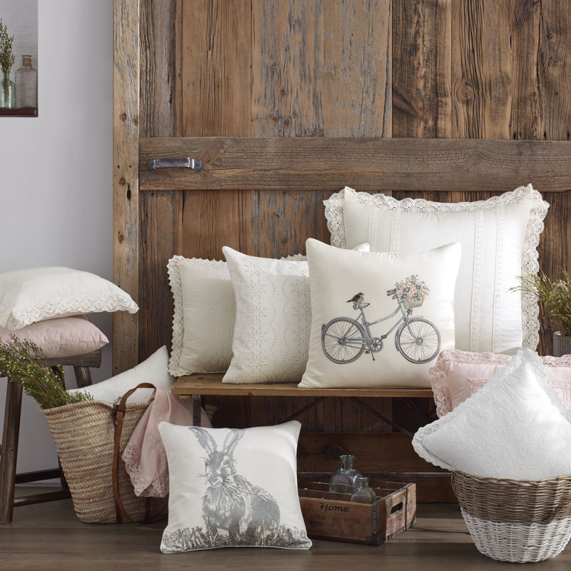 Laura Ashley Annabella Cotton Throw Pillow, White