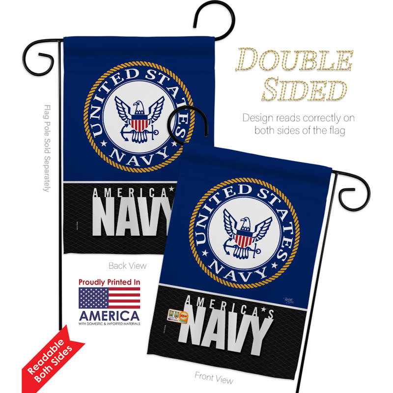 Fière marine corps-impressions 2 faces polyester 19 x 13 po drapeau de jardin, Bleu marine