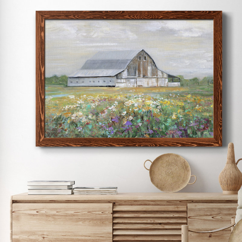 Country Fields - Cadre photo, reproduction d'art sur toile, H 37,5 po x l 27,5 po x P 1,5 po, Toile avec cadre érable