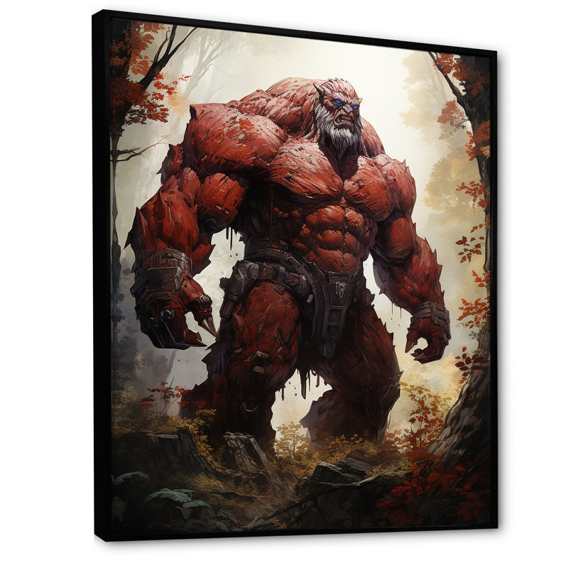 Mystic bourgogne forêt géant sur toile, Cadre flottant noir, H 32 po x l 16 po